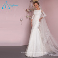 Lace Appliques Sheath Sequined Wedding Dress Bridal Gown